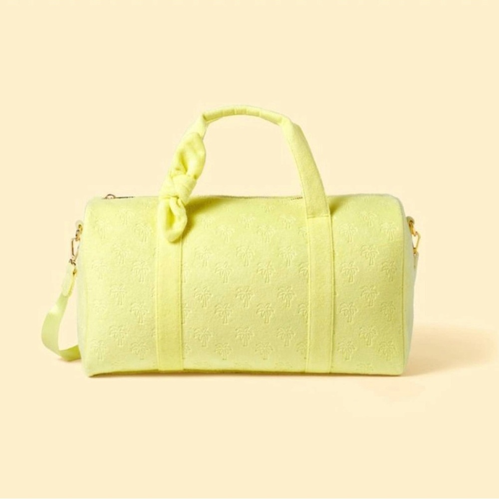 Stoney Clover Lane duffel bag terry cloth palm trees yellow NEW